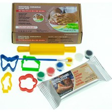 Seramik Kil Seti,kırmızı/terracotta 250 gr Fırınlama Gerektirmeyen Hamur,kalıplar,merdane,fırça,6 Renk Akrilik Boya,şekillendir,kalıpla,kurut, Boya. Montessori Sınıfları Için Ideal Toksik Değil