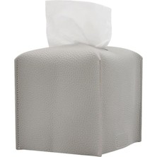 Modern Pu Deri Peçete Kutusu Kapağı, Basit Düz Renk Tutucu Kare Peçete Çantası, Banyo, Ofis, Araba, Açık Çadır, Yemek Masası Için Ideal, 13 x 13 x 13 Cm, Gümüş