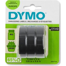 3D Plastik Kabartma Şerit (9 mm x 3 Mt), 3'lü Paket, Siyah - S0847730
