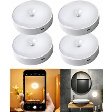 4 Adet Forlife Şarjlı Hareket Sensörlü Otomatik 8 LED Aydınlatma Işık Mıknatıslı, Banyo, Dolap, Merdiven, Gece Lambası, Mutfak, Balkon Dekorasyonu, Amber 4000K Günışığı Delme Gerektirmez (4)