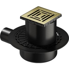 V-Flow Kare 5607316 Yalıtımlı Duş Kanalı Yandan Çıkışlı Dk 800 Kapak Parlak Altın