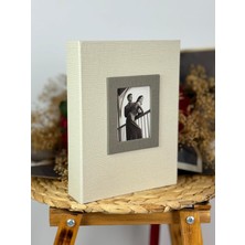 15X21CM 100 Fotoğraf Kapasiteli Lüks Çerçeveli Koton Fotoğraf Albümü Krem