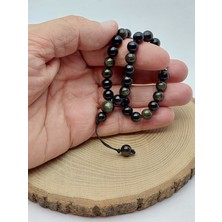 Golden & Siyah Obsidyen Taşı 33LÜK Özel Tasarım Tesbih 8mm (1250)