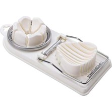 Yumurta Dilimleyici Meyve Kesici, 2'si 1 Arada Paslanmaz Çelik Kesme Telleri Haşlanmış Yumurta, Çilek, Muz ve Kivi Meyvesi Için Kullanılır (Beyaz)