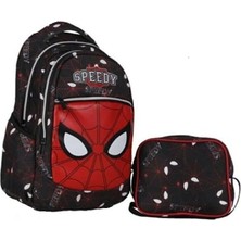 Ilkokul Okul Sırt Çantası Kız Erkek Unisex Beslenme Çantalı Ortopedik 2li Set Siyah Kırmızı