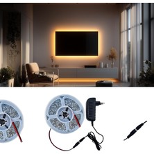 Şerit LED 3 Metre Amber - Iç Mekan Tak Çalıştır Adaptör Dahil 12V IP20 Yeni Nesil Yüksek Lümen, Tezgah, Dolap, Mutfak, Ayna Aydınlatma Için