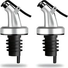 Krom Görünümlü Yağ Şişesi Damlalık Başlığı, Sızdırmaz Tasarım, 2'li Set