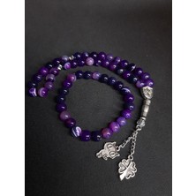 Mryart Mor Renk Akik Taşı Tesbih ve Bileklik Set