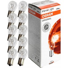 Osram 7506 P21W 93 Sinyal Stop Ampul 12V 21W 10 Adet Tek Duy Düz Tırnak