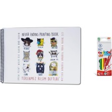 Çocuk Tükenmez Resim Defteri 25X35CM ve Carioca 6 Lı Joy Set