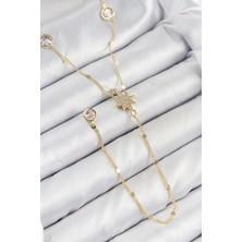Pirinç Zirkon Taşlı Kutup Yıldızı Model Gold Renk Y Kolye - TJ-BKO10452