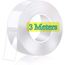 3 Metre Çift Taraflı Bant Ekstra Güçlü Şeffaf Yıkanabilir Ince Nano Bant Çıkarılabilir Iz Yok Kaymaz Yeniden Kullanılabilir Çift Bant, Halı, Mutfak, Araba Veya Ofis Için