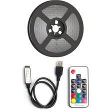Arkası Animasyonlu Rgb Şerit LED Seti Kumandalı 3 Metre - Cata - 5V USB Girişli