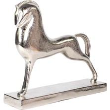 Metal Dekor At Figürlü Gümüş 40X10X34 Cm.