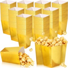 Altın Sarı Renk Popcorn Mısır Kutusu 8 Adet Cips Çerez Kuruyemiş Kutusu