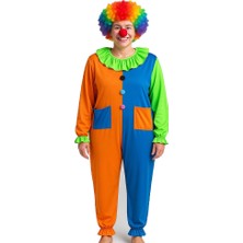 Palyaço Kostüm Seti 150 cm Peruk + Burun + Kostüm
