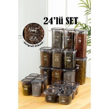 Vienev 24LÜ Beyaz Serigrafi Etiketli Peggy Kare Erzak ve Baharat Full Set 6x(1,75 1,2, 0,55, 0,45) Ant