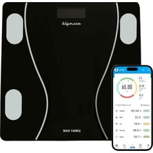 Siyah Wi-Fi Bağlantılı Dijital Vücut Analiz Baskülü, Cam Materyal, Resmi Garantili