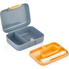 Home 2 Katlı 1.6 Litre 3 Bölmeli Bento Öğle Yemeği Kutusu, Çatal Bıçak Kaşık Hediyeli, Bpa Içermeyen Pp Plastik Sefer Tası, Beslenme Kutusu, Dayanıklı ve Sağlıklı Lunch Box (Mavi)