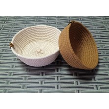 Banyo Hasır 2 Adet Sepet Krem&kahve Jüt Kordon Halat Ip