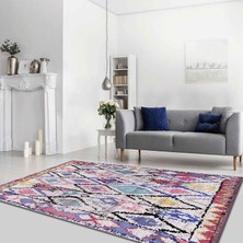 Dizayn Cora Desenli Pamuk Tabanlı Yıkanabilen Kaydırmaz Antibakteriyel Salon Halısı 160X230