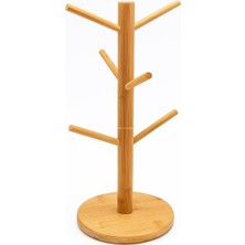 Ahşap Bambu Kupa Bardak Askısı 6'lı Stand Doğal Mutfak Tezgahı Için Kupa Standı Bardak Tutucu Modern Dekoratif Dayanıklı Kolay Kurulumlu Organizer (Yuvarlak)