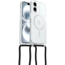 iPhone 16 Uyumlu Magsafe'li React Kolye Kılıfı, Ayarlanabilir ve Çıkarılabilir Telefon Zinciri ile Ultra Ince Koruyucu Kılıf, Askeri Standartlara Uygun, Şeffaf