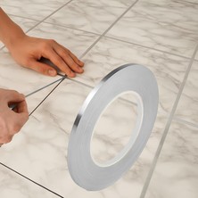0.5 cm x 50 M Gri Fayans Arası Şerit Bant – Su Geçirmez Kendinden Yapışkanlı Silver Duvar ve Zemin Dekoratif Çıkartma