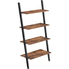 Endüstriyel Tasarımlı Ayaklı Raf, Merdiven Rafı, Duvar Rafı, 4 Katlı, Kitaplık, Çalışma Fafı, Oturma Odası, Mutfak, Vintage Siyah