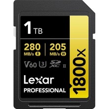 Lexar Professional 1TB 1800X 280MB/S 4K V60 SD Hafıza Kartı Yüksek Hız ve Kapasite
