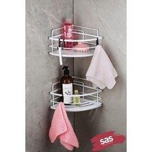 Haus Yapışkanlı Ömür Boyu Paslanmaz Kristal Ayarlanabilir Raf Banyo Düzenleyici Şampuanlık 2 Adet Lk-01 B