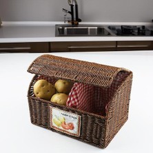 Wicker Serisi Hasır Örme Iki Bölmeli Patates/soğan Sepeti