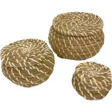 IKE-803.281.45 Fryken Kapaklı Sepet, Deniz Yosunu, Sahil Yulafı, 3'lü Set