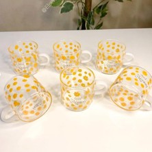 6 Adet 120 ml Cam Papatya Desenli Fincan Espresso Kahve Fincanı Isıya Dayanıklı Çay Seti Çay Fincanı