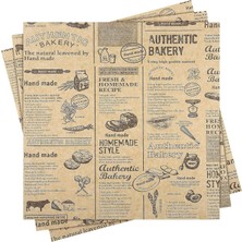 Vintage Gazete Desenli Yağlı Kağıt, Kendinden Desenli Mutfak Sunum Kağıdı, Yemek Sunumları Için Ideal 50 Adet