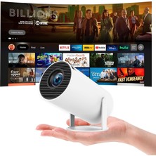 Projektör 4K Taşınabilir Projektör Video Projektörü Wifi 6 Android 11 Retroprojector 1080P Full Hd Telefon Pc Lap HDMI Ev Sineması 180° Döndürme (HY300PRO)