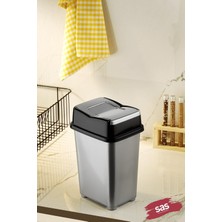 Haus Dolap Içi Çöp Kovası Pratik Kapak Banyo Mutfak Girdap Çöp Kovası Gri 5 Litre