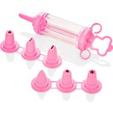 Krema Dekaratör Pompası ve Dekoratif Uçlar Seti (Pembe)