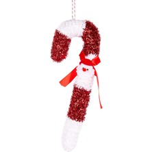 Yılbaşı Ağaç Süsü Noel Baba Figürlü Baston Kırmızı-Beyaz 13X35 Cm.