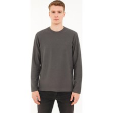 Erkek Oversize Uzun Kol Sıfır Yaka SWEATSHIRT-7142