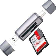 2'si 1 Arada USB 3.0 & Type-C Sd Kart Okuyucu | Tf/sd/sdxc/sdhc Kartları Destekler | Pc, Dizüstü, Android Telefon ile Uyumlu Çift Konnektörlü Hafıza Kartı Adaptörü