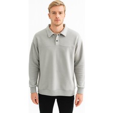 Erkek Oversize Uzun Kol Polo Yaka SWEATSHIRT-7099
