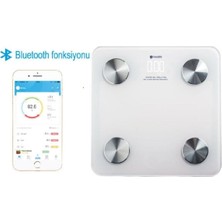 Beyaz Bluetooth Vücut Analiz Baskülü, Yağ, Kas, Kemik ve Kalori Ölçer, Elektronik Kişisel Bakım