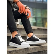 KB-X46 Kuback Siyah Beyaz Yüksek Beyaz Taban Günlük Spor Ayakkabı