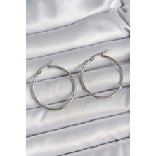 316 Çelik Gümüş Renk 33 mm Halka Model Kadın Küpe - TJ-BKP10515