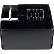 Oya Silver Gümüş Dikdörtgen Siyah Mineli Dama Elegansı Kol Düğmesi