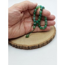 Akik Taşı Yeşil Alacalı 33LÜK Özel Tasarım Tesbih 8mm (27902)