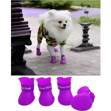 Mor Renkli Kaymaz Tabanlı Pati Ayakkabısı, Cırt Cırtlı, Evcil Hayvanlar Için Ideal