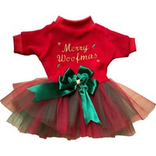 Kırmızı Yılbaşı Simli Nakışlı Köpek ve Kedi Polar Elbise Takımı