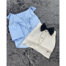 Mavi Köpek ve Kedi Smokin Ceket Gömlek Papyon Şık Üst Giyim